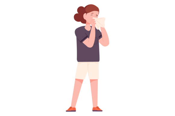 Download Girl Sneezing in Tissue. Nose Sickness R - Sickness Collection